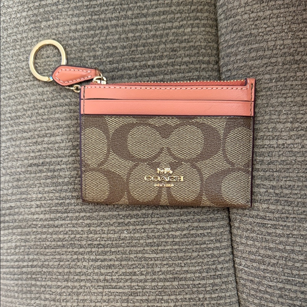 Coach Tan and Pink Card Holder